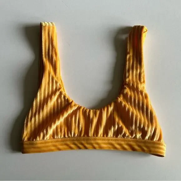 Dippin Daisy's Festival Top Women's Small Soft Orange‎ Ribbed Velvet Stripe - Picture 7 of 11